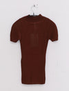 OUDE WAAG 25 Autumn and Winter Curved Thread Short Sleeve Knit Top T-shirt OW-OW-25AW-KT04V1BR450-HZ Red Brown
